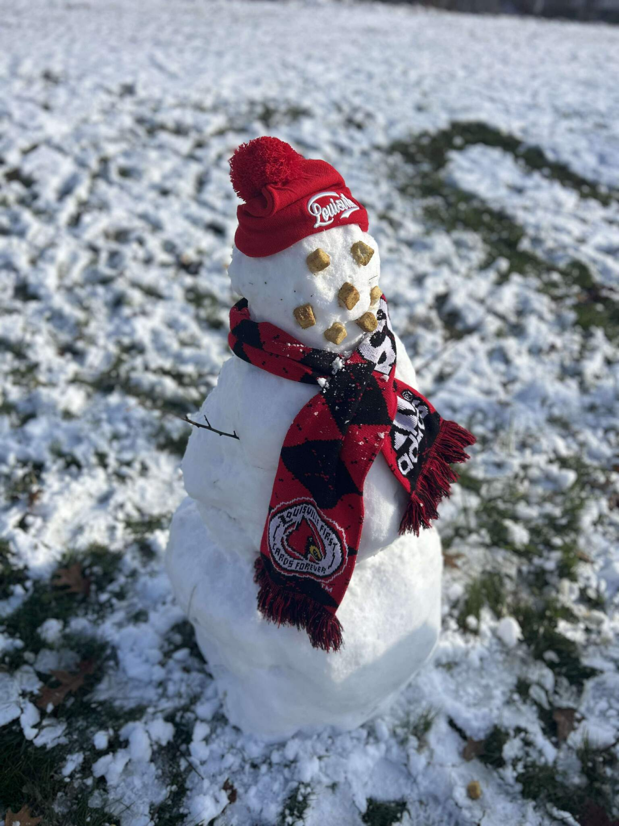 Snowman in Cardinal gear