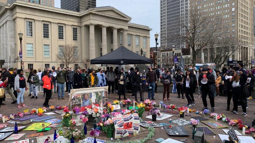 People gather at Jefferson Square Park for Breonna Taylor rally