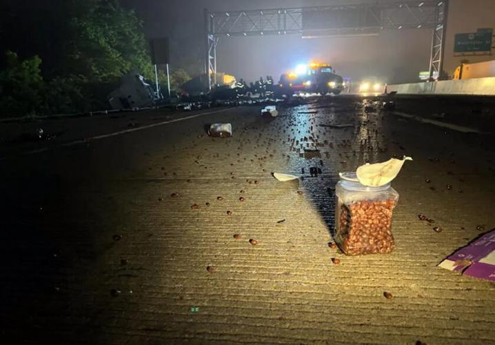 Chocolate-covered raisins spilled on I-465 in Indianapolis on May 19, 2022