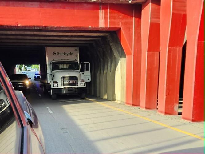 Truck stuck in can opener
