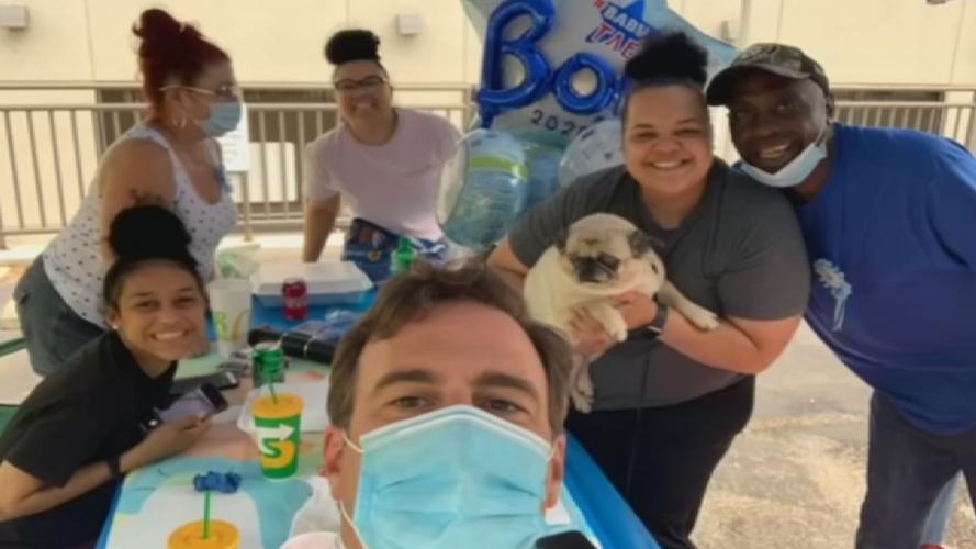 Family camps outside of Norton Hospital during pandemic to welcome baby