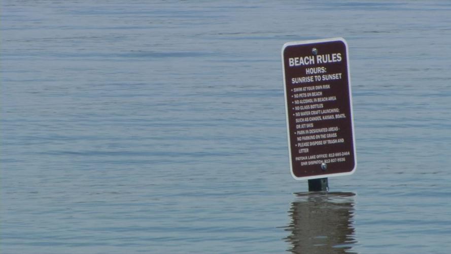 Floodwater closes beach at southern Indiana's Patoka Lake