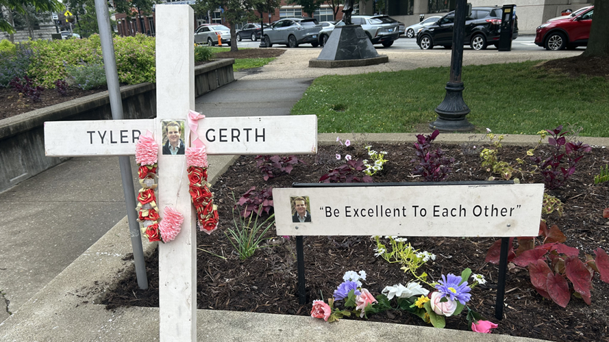 Cross for Tyler Gerth at Breonna Taylor memorial