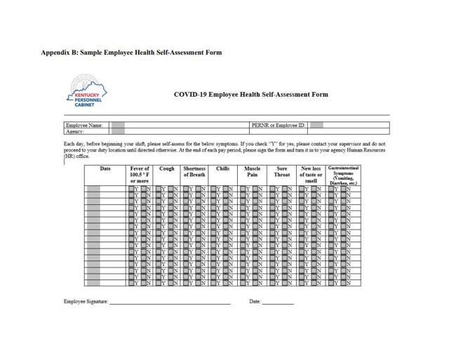 KDE-Sample employee health self-assessment form-Back to school.JPG