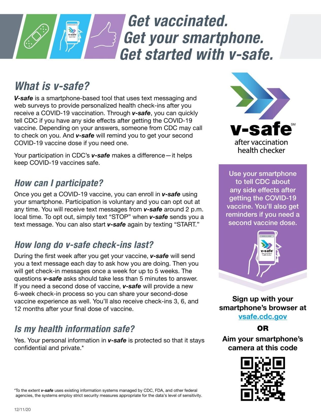 CDC flyer for V-safe app