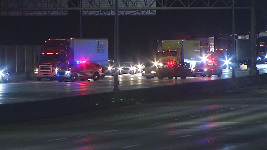 Police block traffic after pursuit involving suspect