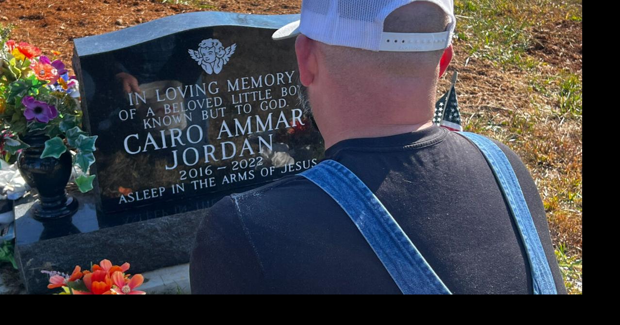 Headstone of Cairo Ammar Jordan, fully engraved with his name.