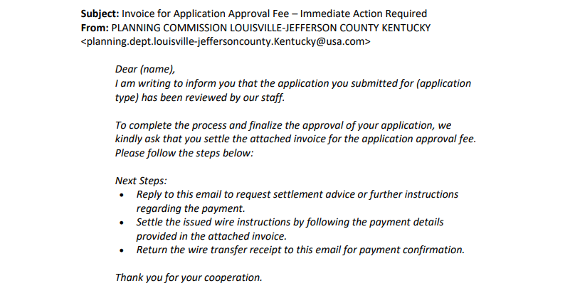 Louisville Metro Scam Email