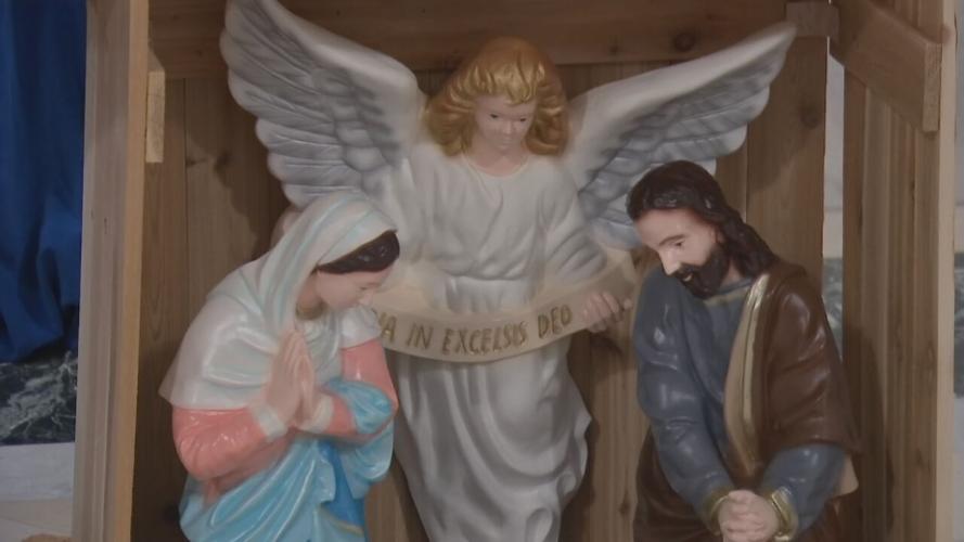 Nativity scene set up in Kentucky State Capitol rotunda on Dec. 27, 2021