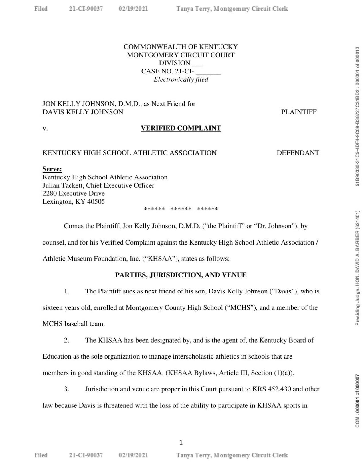 Jon Kelly Johnson vs. KHSAA lawsuit