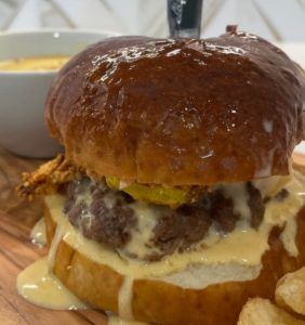 The Hall’s Original Beer Cheese "Dirty" Burger by Charli McIlvain of Lexington