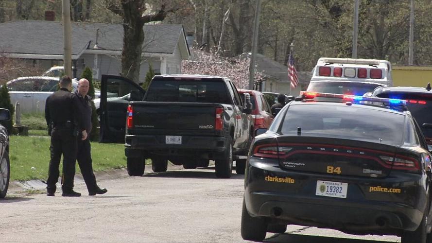 Police investigate a shooting 3/31/21 in Clarksville, Indiana