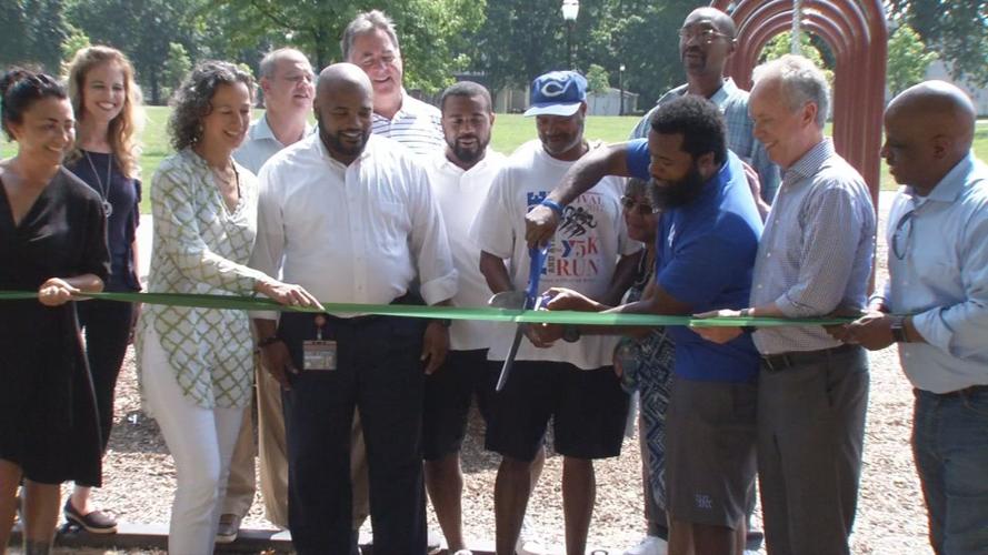 The ribbon is cut at renovated Victory Park