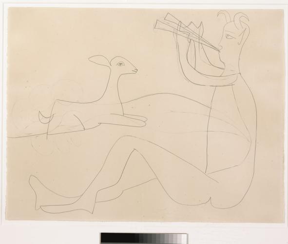 Pablo Picasso Faune assis jouant de la diaule et chevreau allongé.jpg