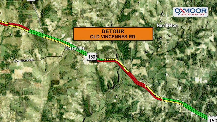 Trimarc map of Highway 150 where two semis crashed - 4.18.23