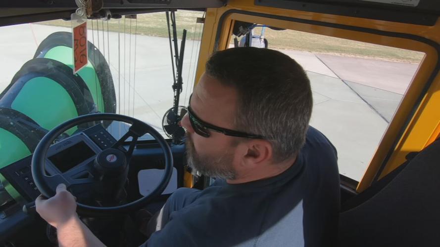 Driver of snow plow at Louisville Muhammad Ali International Airport (Dec. 2, 2021)