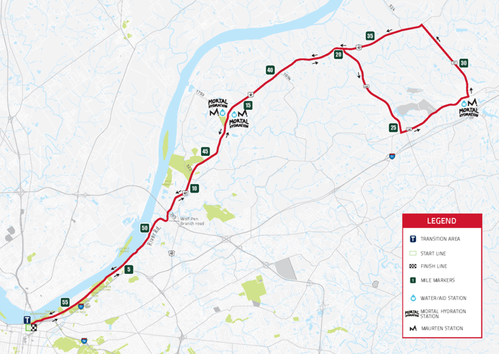 Louisville Ironman 70.3 bike course map