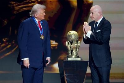 APTOPIX FIFA awards peace prize to President Trump