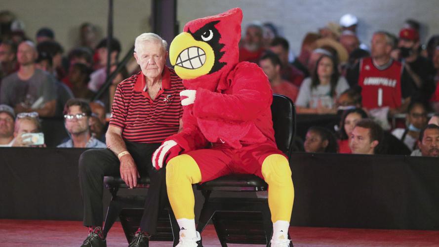 Denny Crum and Cardinal bird