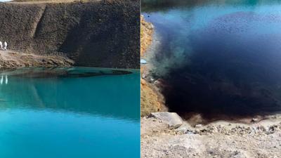 Buxton England blue lagoon dye covid-19 coronavirus