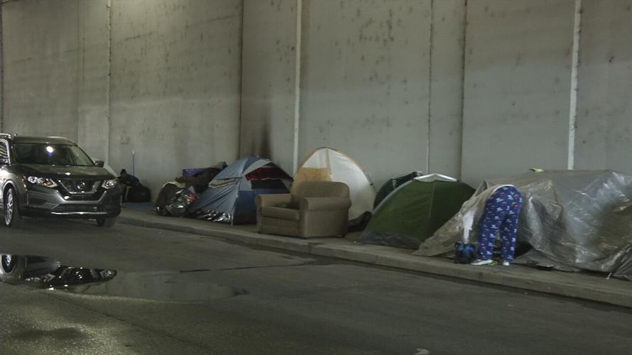 A homeless camp in downtown Louisville