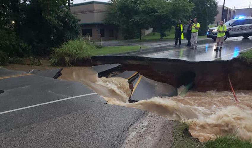 Road collapse on Bunsen Way on Sept. 3, 2020