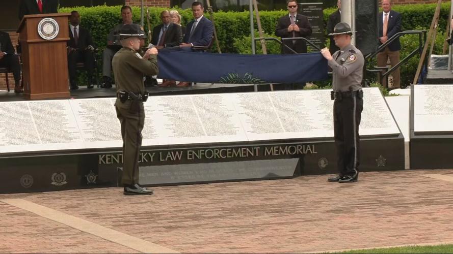 Flag folded at ceremony honoring fallen police officers