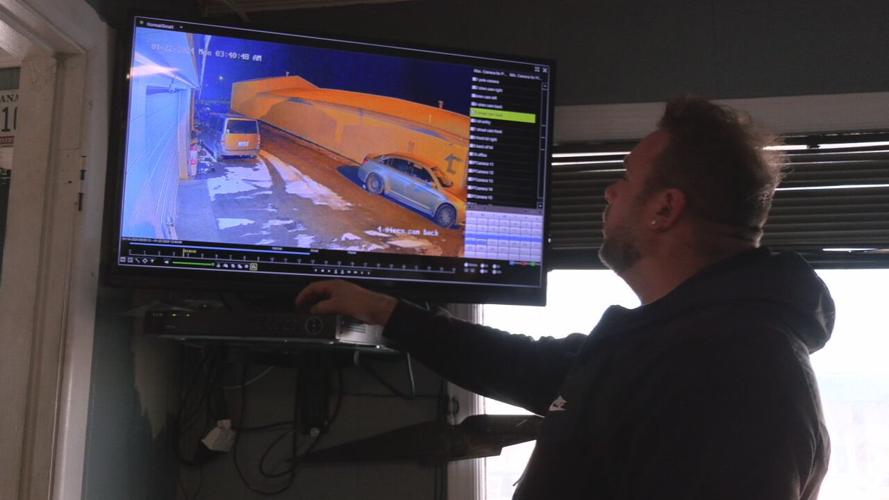 Steve Craven shows surveillance footage after cars stolen from lot
