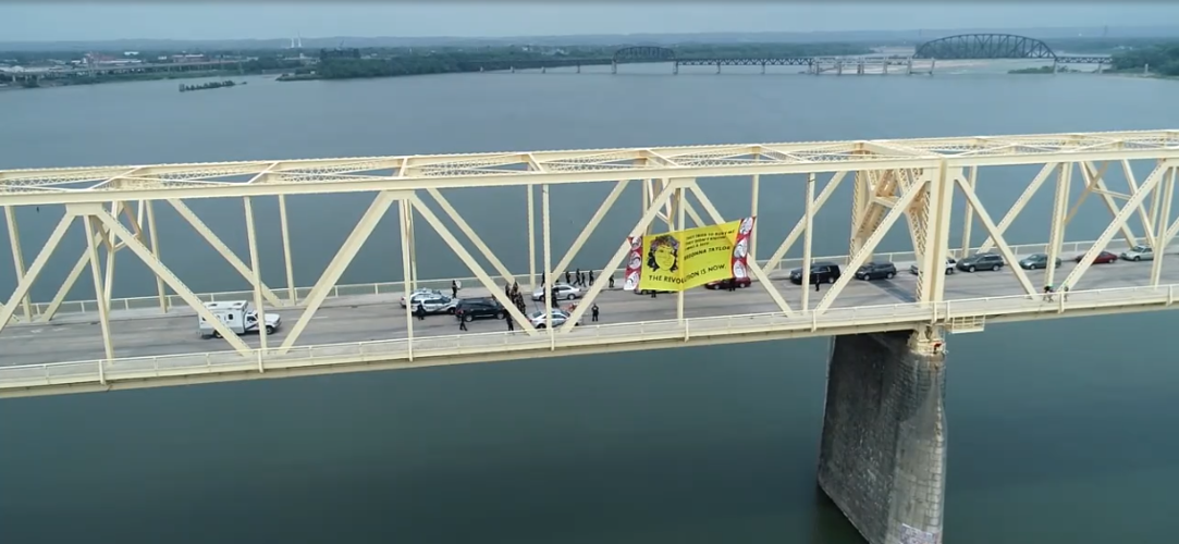 Protesters Shut Down 2nd Street Bridge - Aerial View