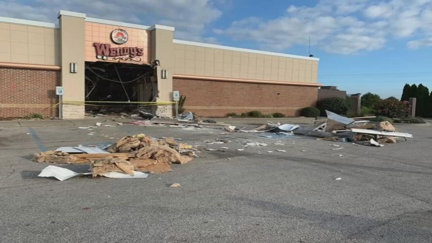 Semi truck damage Wendy's crash