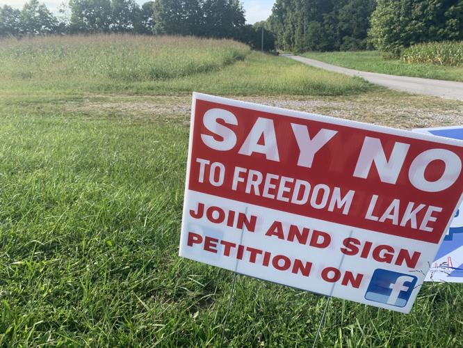 "Say no to Freedom Lake" sign