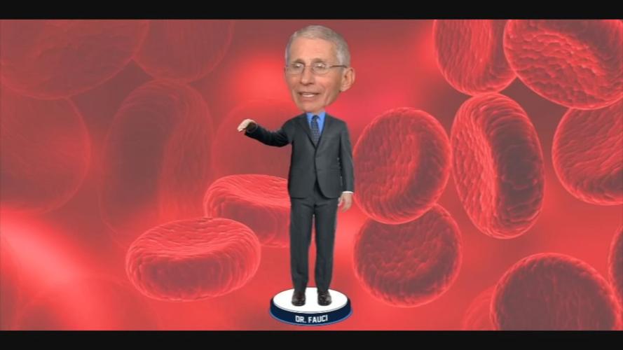 Fauci Bobblehead on red background