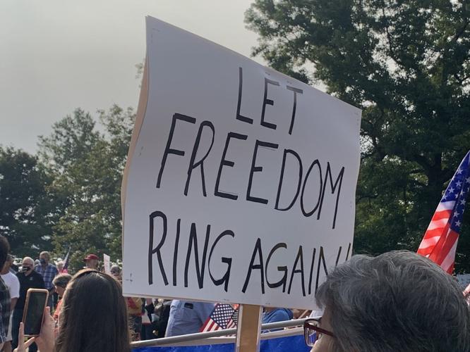 Demonstrators at a Sept. 17, 2020 rally to challenge Gov. Andy Beshear's COVID-19 executive orders.