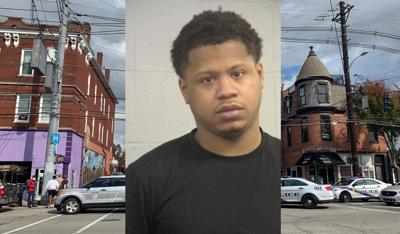 Warren Freeman mugshot with shooting scene background