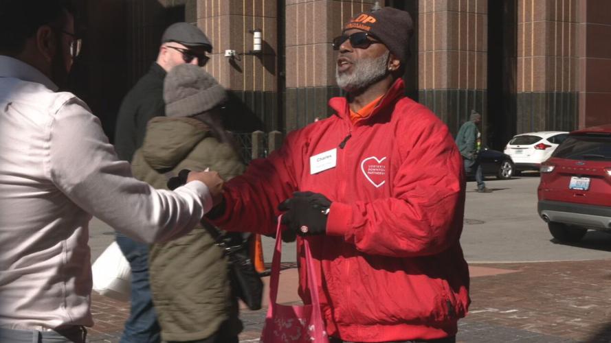 CANDY HANDED OUT DOWNTOWN