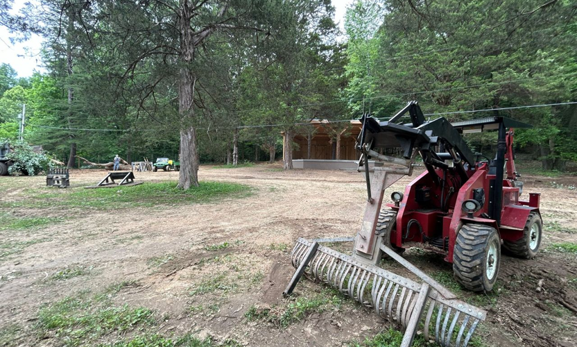 Landscaping equipment at Bernheim Forest