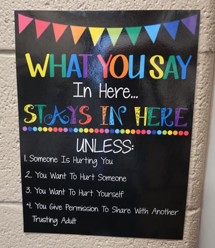 Sign inside counseling office at Shepherdsville Elementary