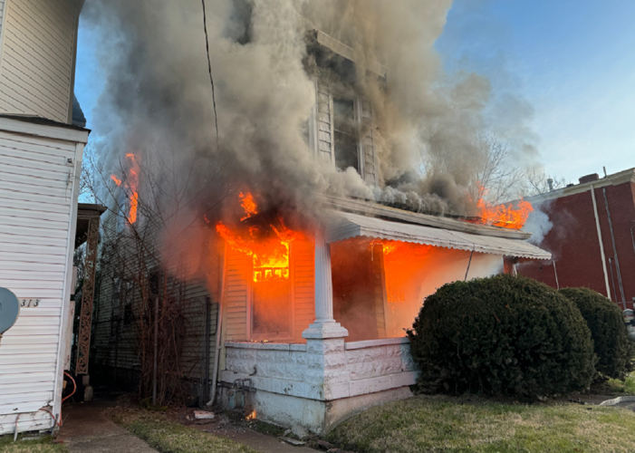 Fire on Chestnut Street in west Louisville on Dec. 13, 2023