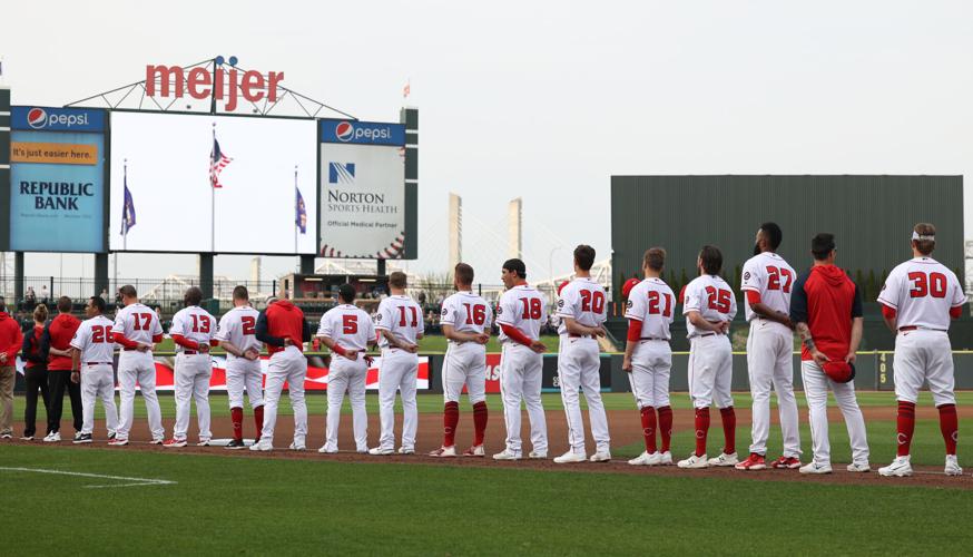 Bats line up for National Anthem.JPG
