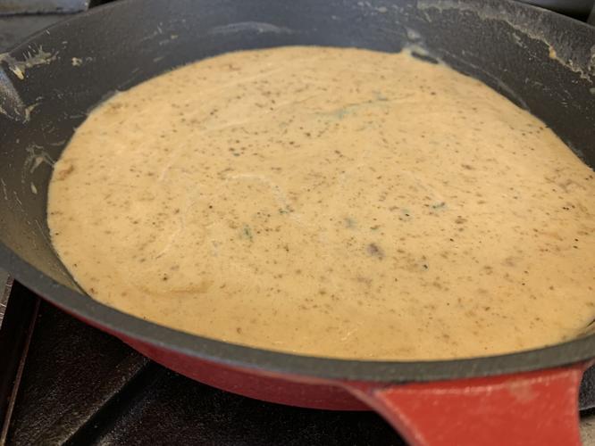 Spicy sausage bourbon gravy