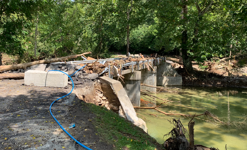 Manville flooding washed out bridge