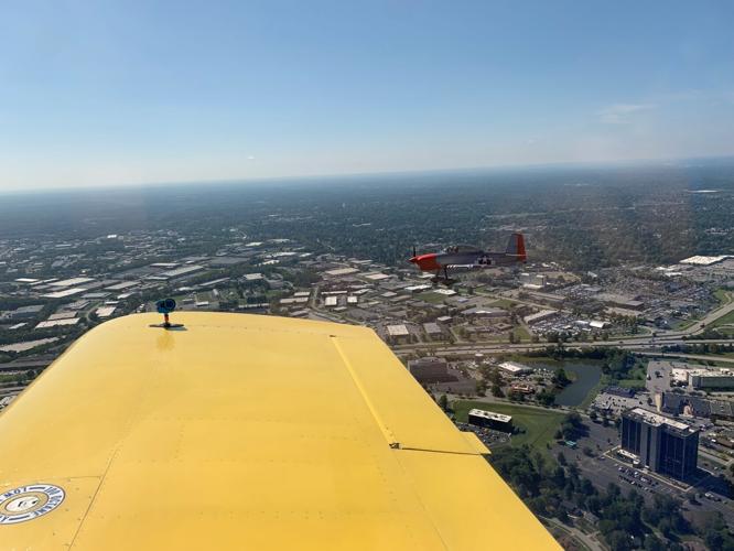 An aircraft flying above Bowman Field. (Sept. 20, 2022 Bowmanfest preview)