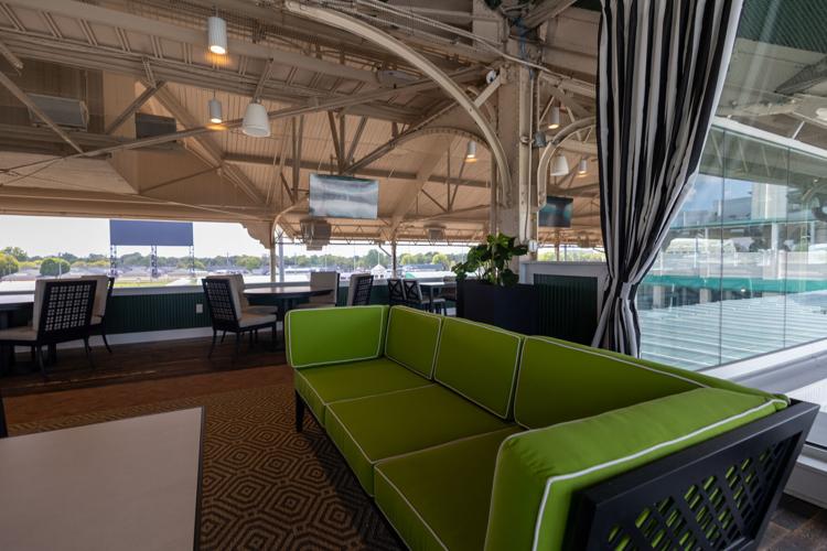 Couch at Churchill Downs at Spires Suites.jpeg