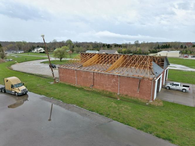 Roof blown off from Leavenworth Fire Station 3 - 4.2.24