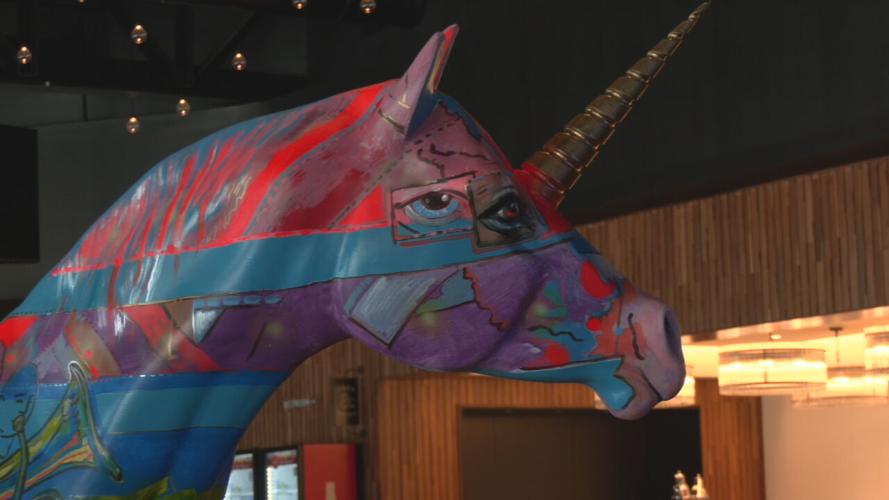 Gallopalooza Unicorn horse on display at Churchill Downs