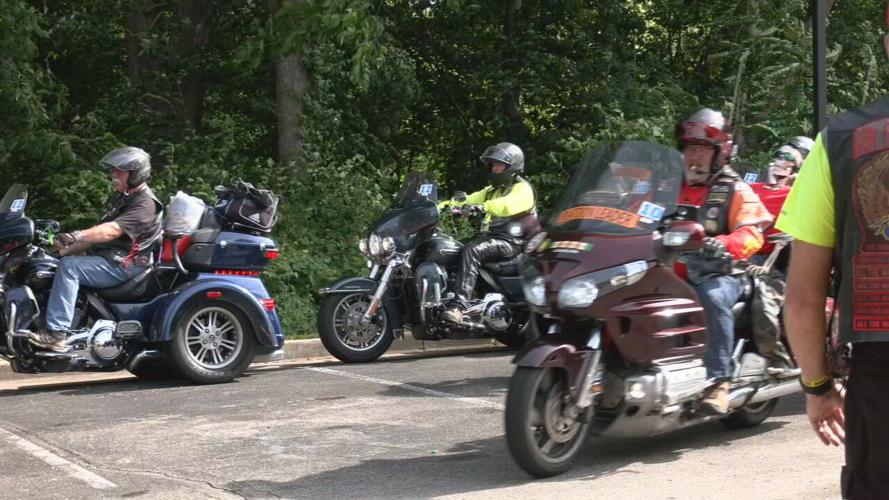 Riders with the 'Run for the Wall' motorcycle caravan visit Louisville's VA Hospital