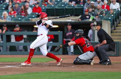 Fly ball hit by Bats player.JPG