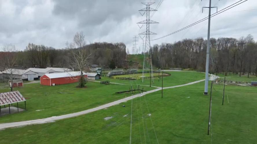 Downed power lines in New Albany, Indiana