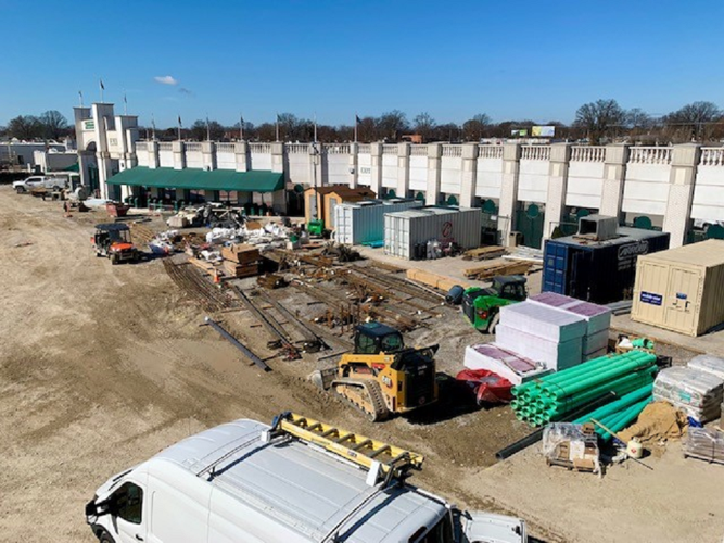 Overhead view of construction at Churchill Downs