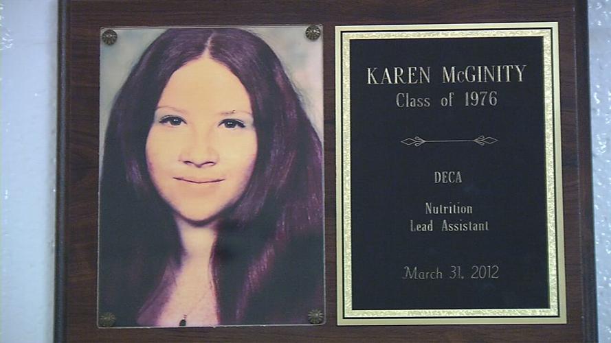 Karen McGinity on Doss Hall of Fame wall